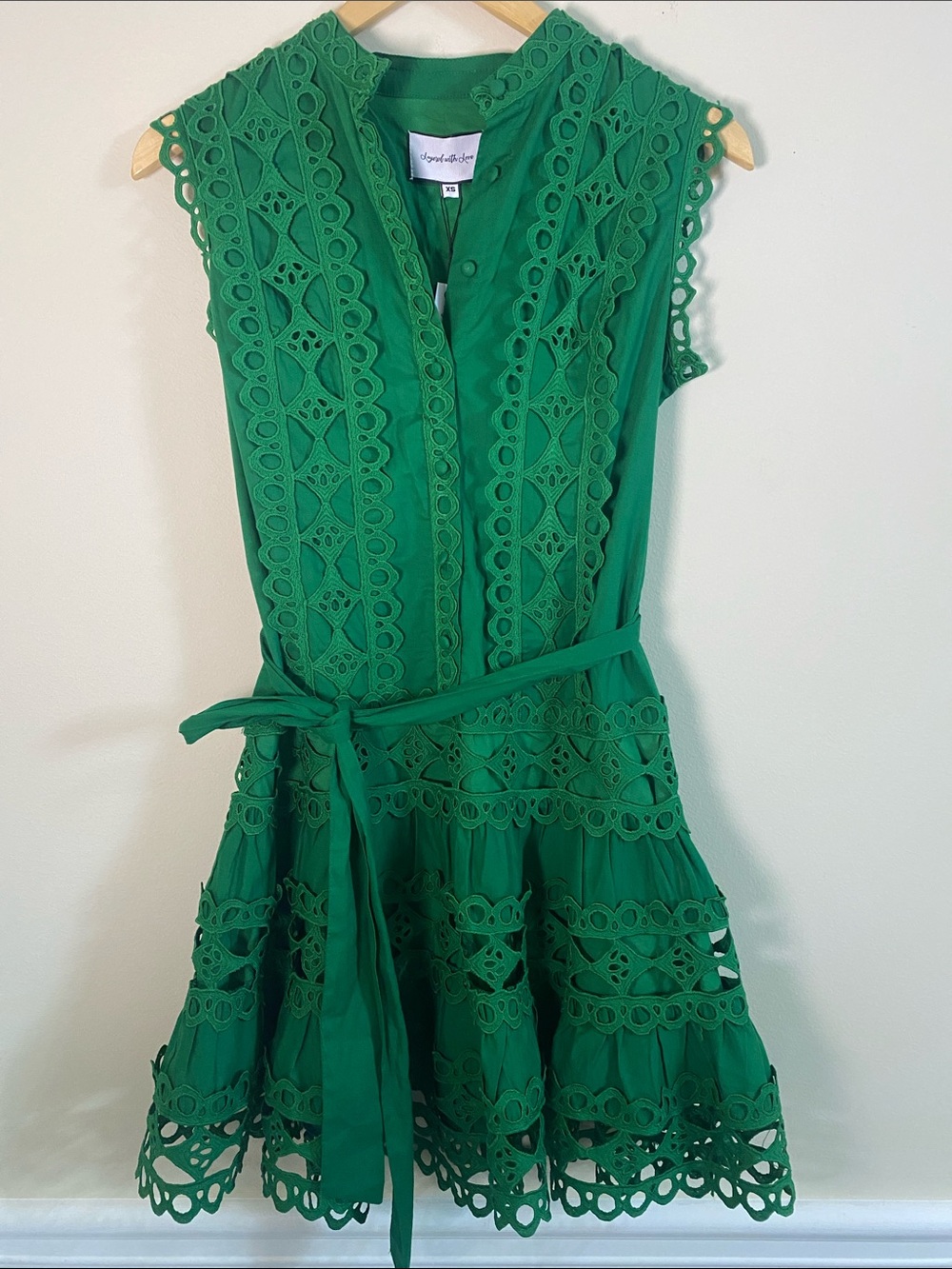 Layered with Love Emerald Green Eyelet Lace Fit-&-Flare Mini Dress